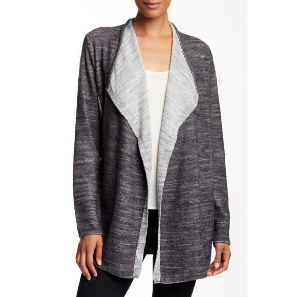 Eileen Fisher Sweaters - Eileen Fisher Cotton Plaited Knit Cardigan Gray White